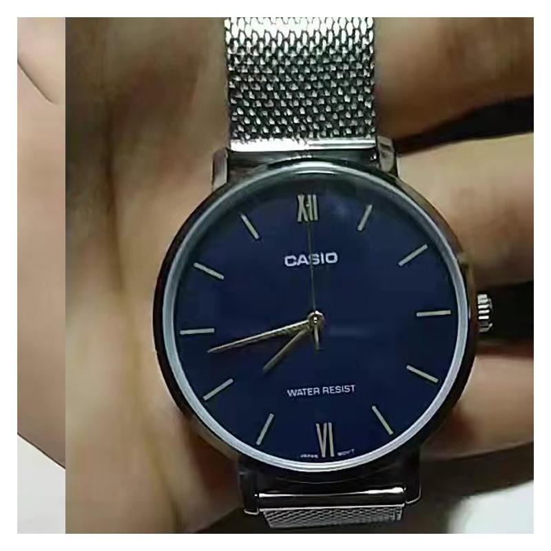Casio STANDARD Series Waterproof Quartz Movement Stainless Steel Strap Japanese and Korean Watch Men's Watch Blue Dial MTP-B110M-2AV