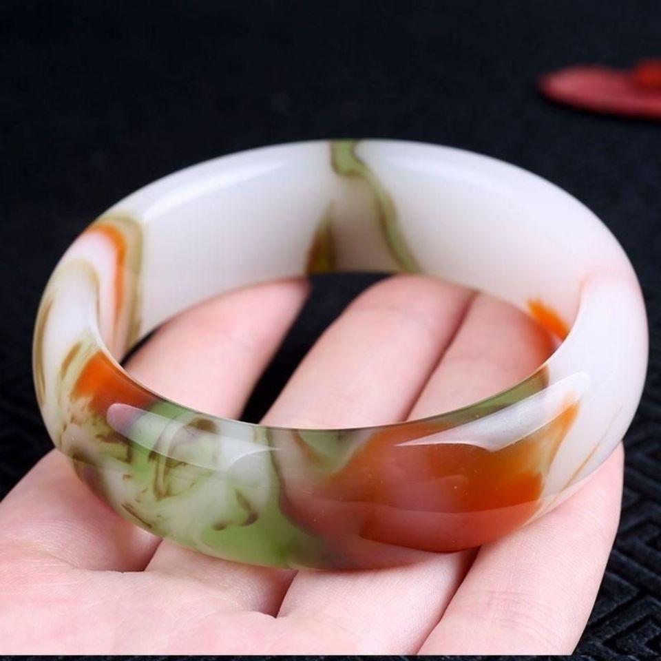 Xinjiang Colored Jade Bracelet Chicken Blood Jade Bracelet Jade Colored Jade Bracelet Light Color