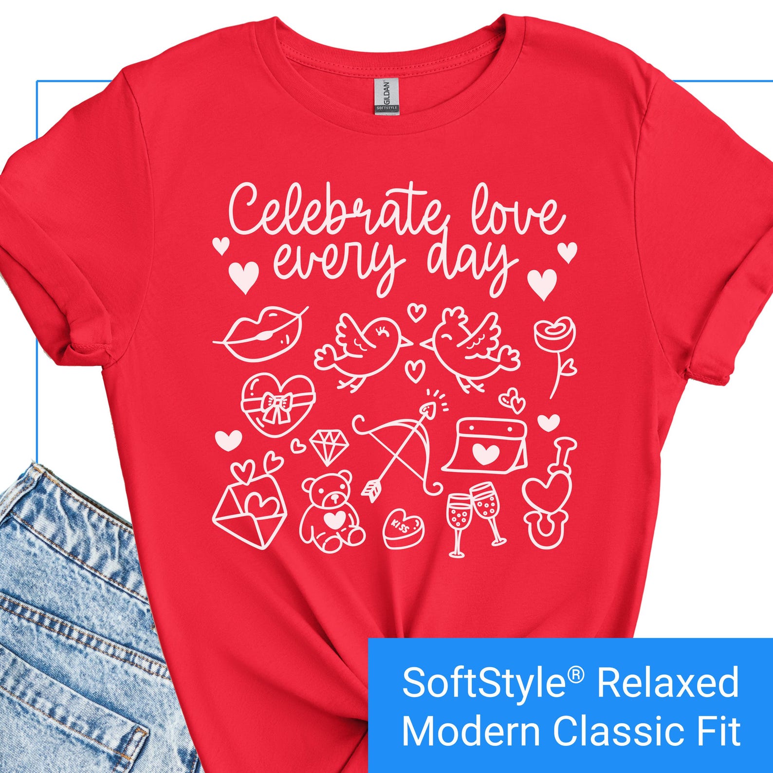 Valentines Day Shirt, Valentine s Day T-shirt, Romantic Gift Idea for Her, Celebrate Love Every DayTee, Inspirational Love Tshirt XL