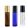 10ml Transparent Blue Glass Roller Bottle for Eye Cream and Essential Oils, with Tea-colored Perfume Roller