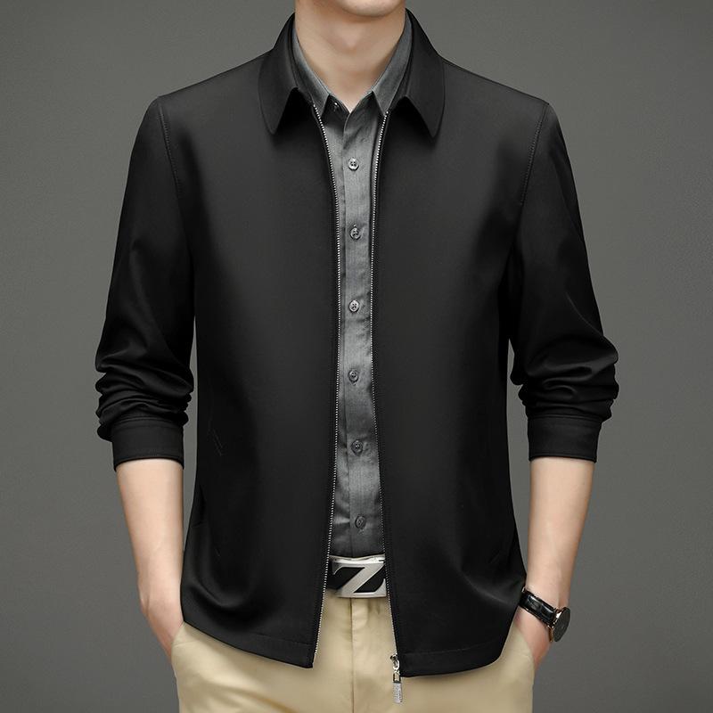 Men's Lapel Jacket Jacket Middle-aged and Elderly Casual Trendy with Dad's Spring and Autumn Fit Top