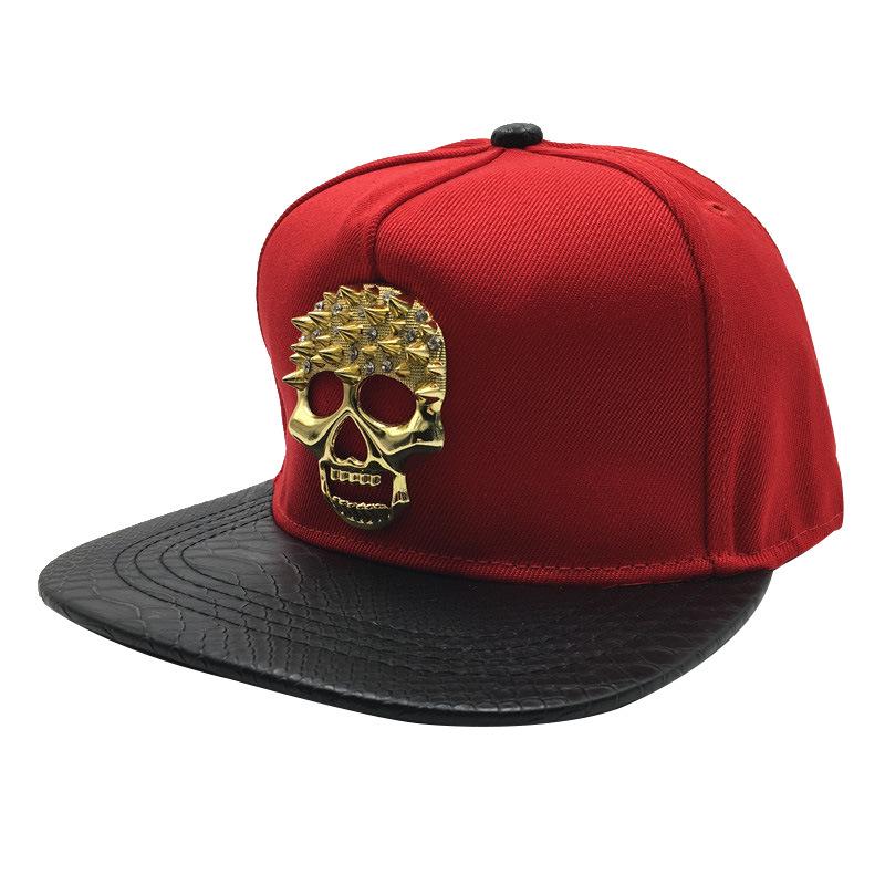 Crocodile Grain Hip Hop Baseball Cap with Rhinestone PU Leather Brim