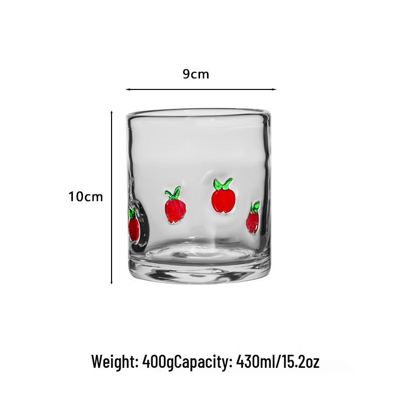 

Кружка из цветного стекла ручной работы с дизайном красного яблока (Набор из 2)