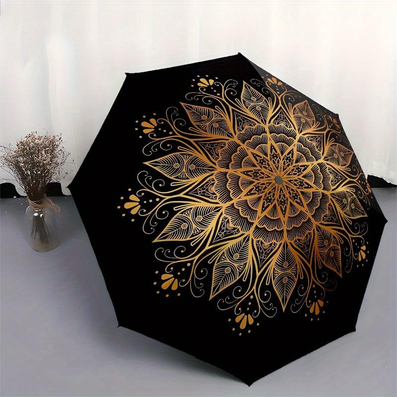 1pc Golden Mandala Pattern Umbrella with Plastic Handle,Suitable for All Seasons Home Travel Outdoor UmbrellaM1275