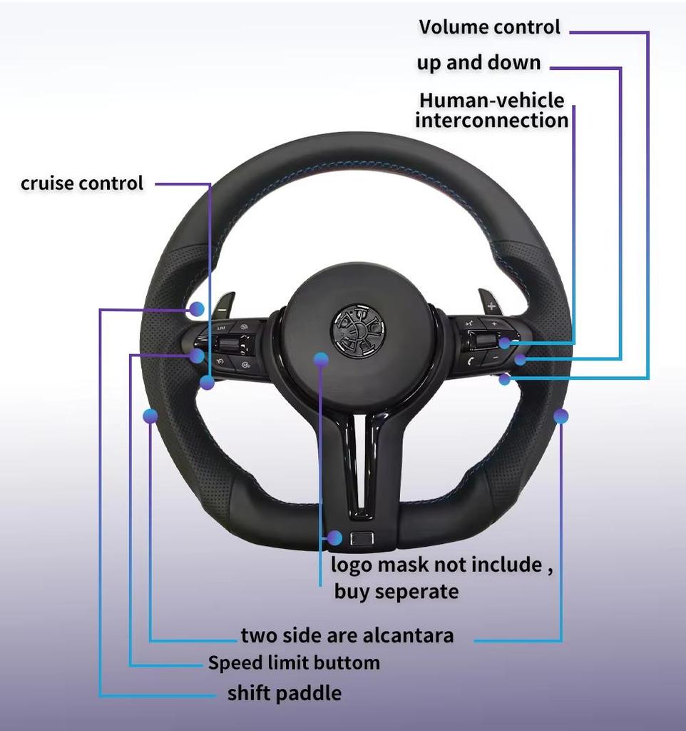 Black Chrome Sport Leather Steering Wheel For BMW F30 F36 F20 F23 F22 M3 F80 X1 F48 F10 F07 F01 M5 E84 E87 E90 E70 BMW Car Accessory Easy to install