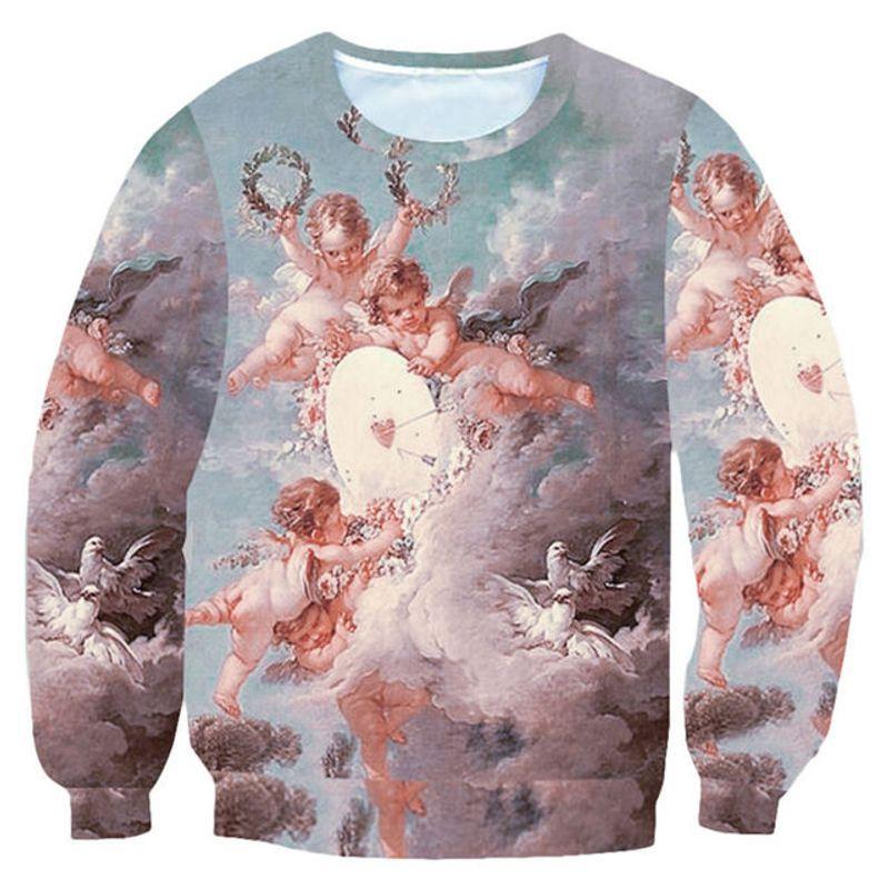 

3D Printing Casual Loose round Neck Top 3D Print Loose Crew Neck Top Warm Sweatshirts S