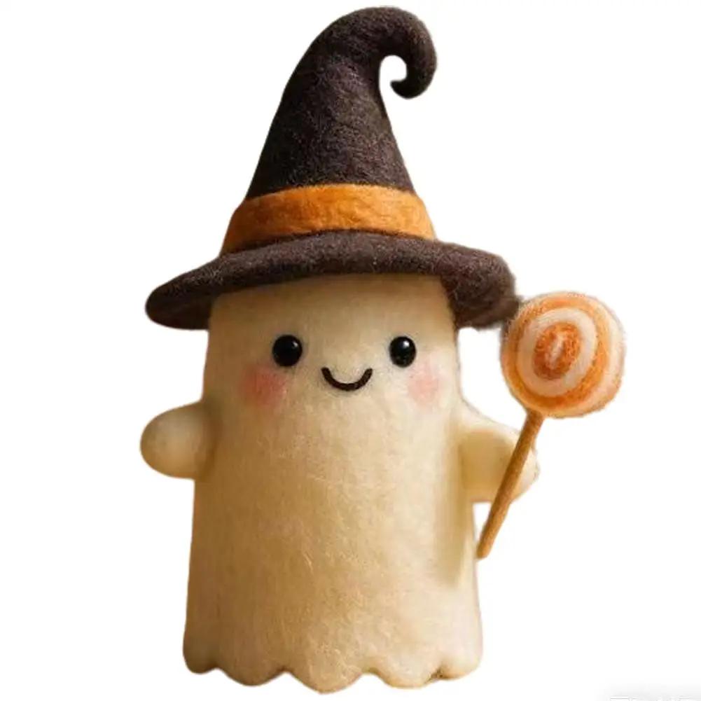 New Home Decoration Handmade Knitted Witch Ghost Doll Ornament Cute Pumpkin Ghost Keychain for Bag Pendant Christmas O3B8