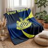 Newcastle United FC Custom Name Text Flannel Blanket Soccer Logo Personalized Fleece Throw Blanket Special Gift For Sofa Bedroom Home