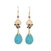 Bohemian Turquoise Drop Dangle Earrings Gemstone Ethnic Ear Hook 18K Gold Plated