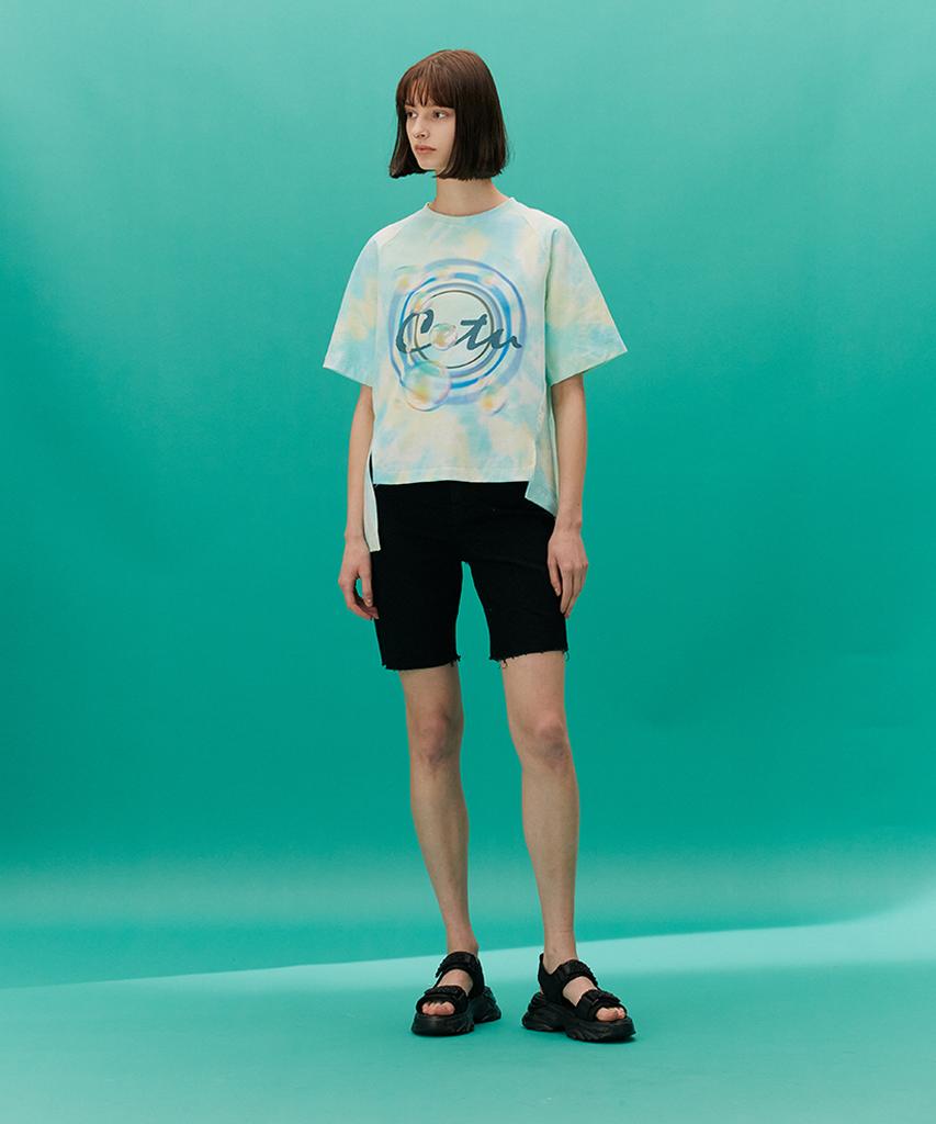 CETU Tie-Dye Logo Print T-Shirt Blue