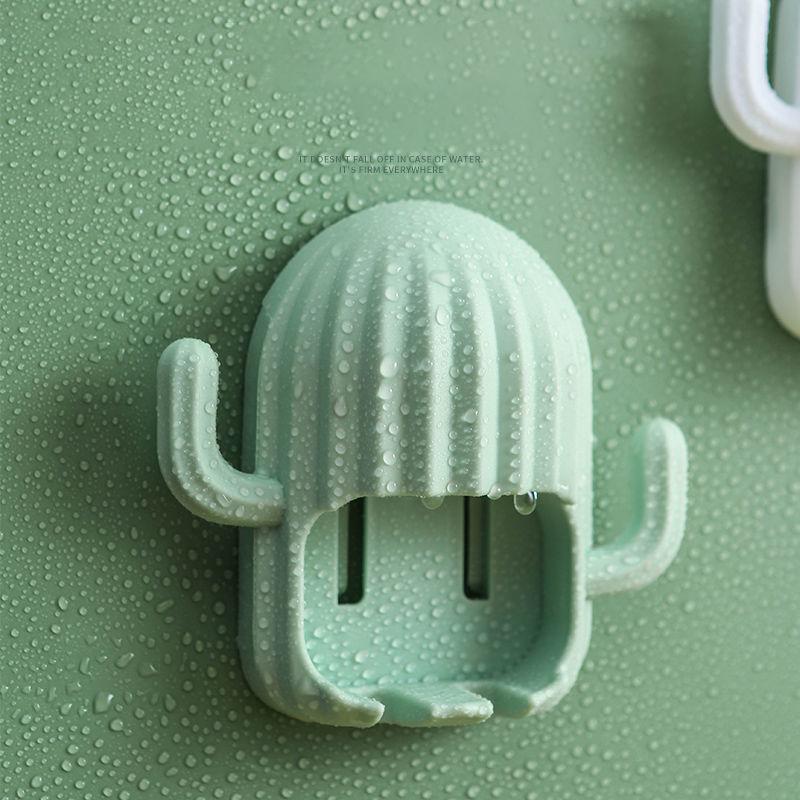 5pcs Household No-punch Toothbrush Holder Nordic Colour Cactus Toothbrush Holder Simple Wall-mounted Electric Toothbrush Holder