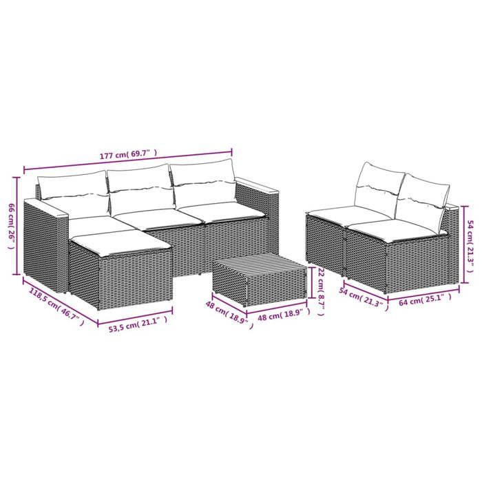 VidaXL Salon de Jardin avec Coussins 5 pcs, Canapés de Terrasse, Ensemble de Meubles de Patio, Mobilier d'Extérieur, Noir 3213537