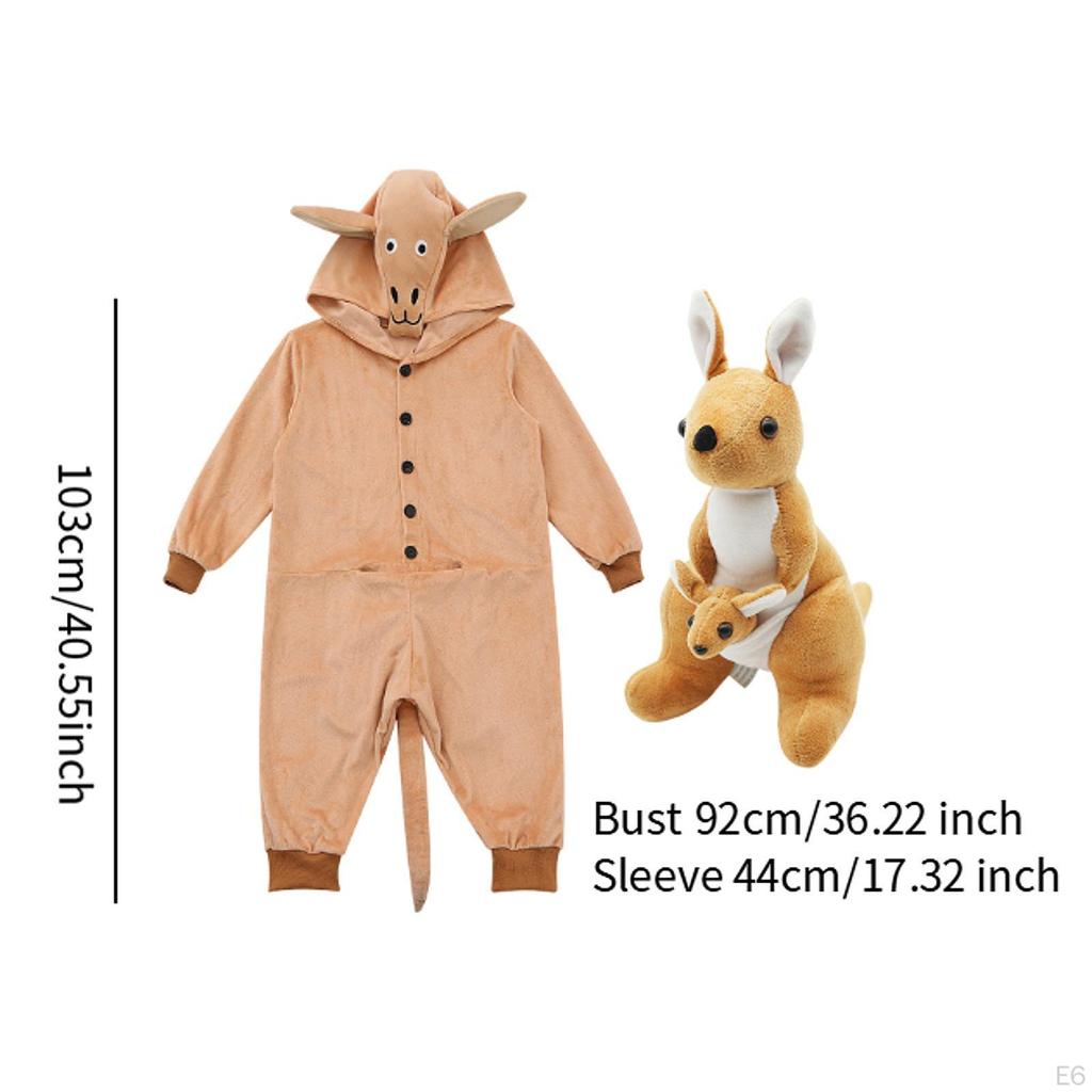 Kinder Entzückender Känguru Kapuzen-Overall Tier Onesie Kostüm für Maskerade