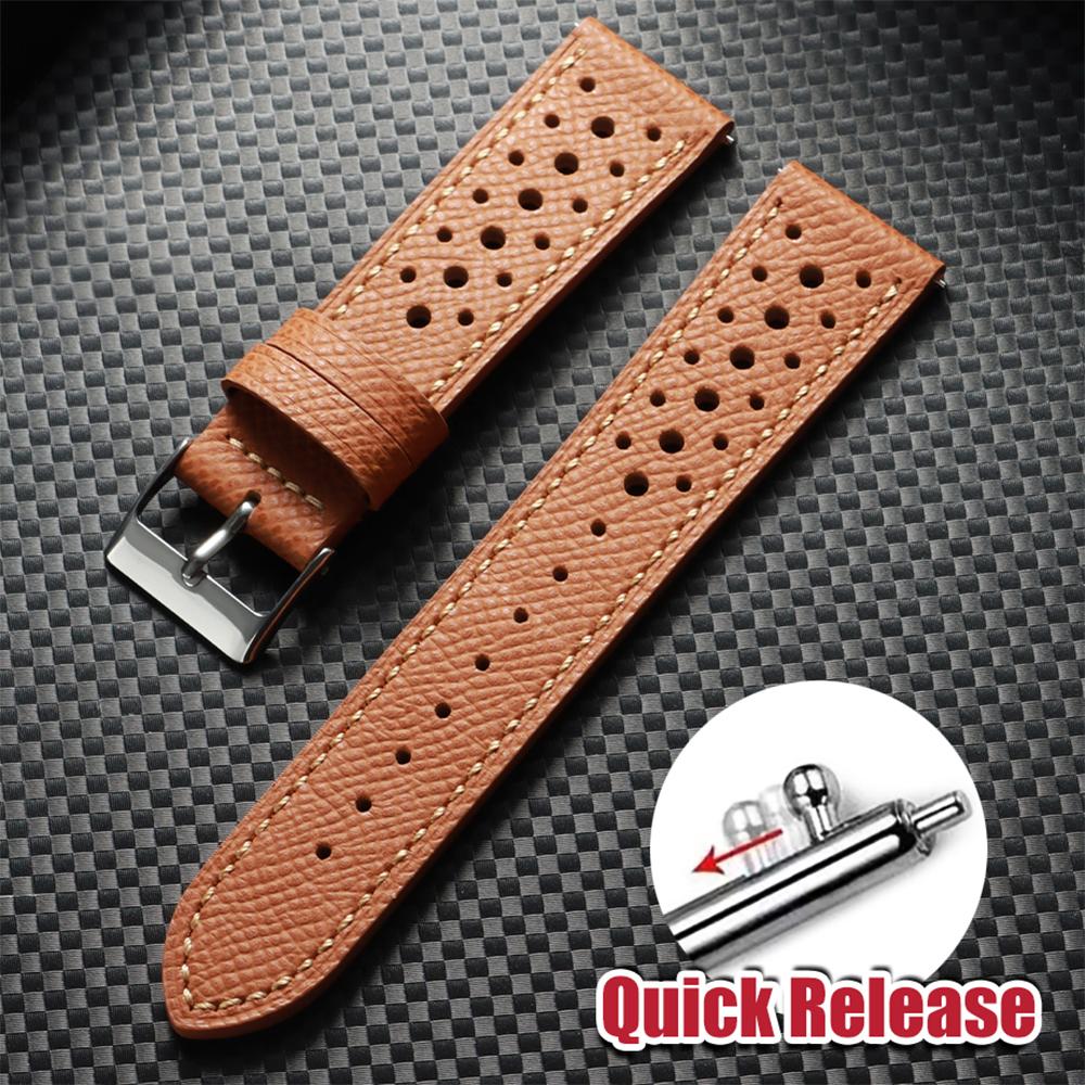 18mm 19mm 20mm 22mm Vintage Echtes Lederarmband Herren Damen Universelle Rindslederbänder Atmungsaktive Schnellverschluss-Armbänder für Seiko