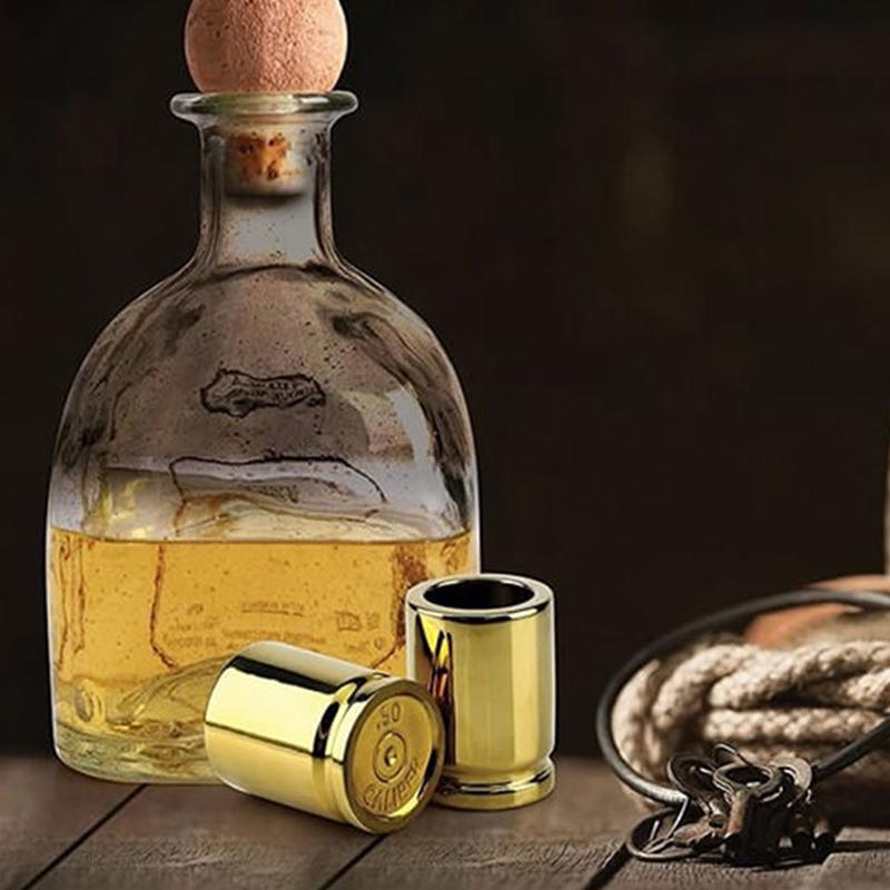 4Pcs Travel Drink Bottle Bullet Caliber Wine Cup Whiskey Wine Glass Shot Glass