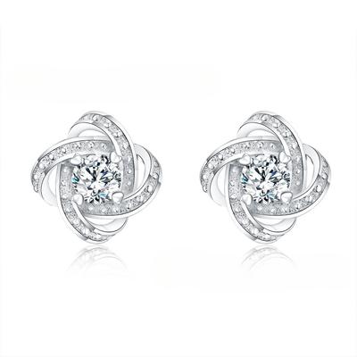 Silver Plated Earrings S925 Silver Earrings Zircon Ball Women's Earrings Charm Jewelry Wedding
