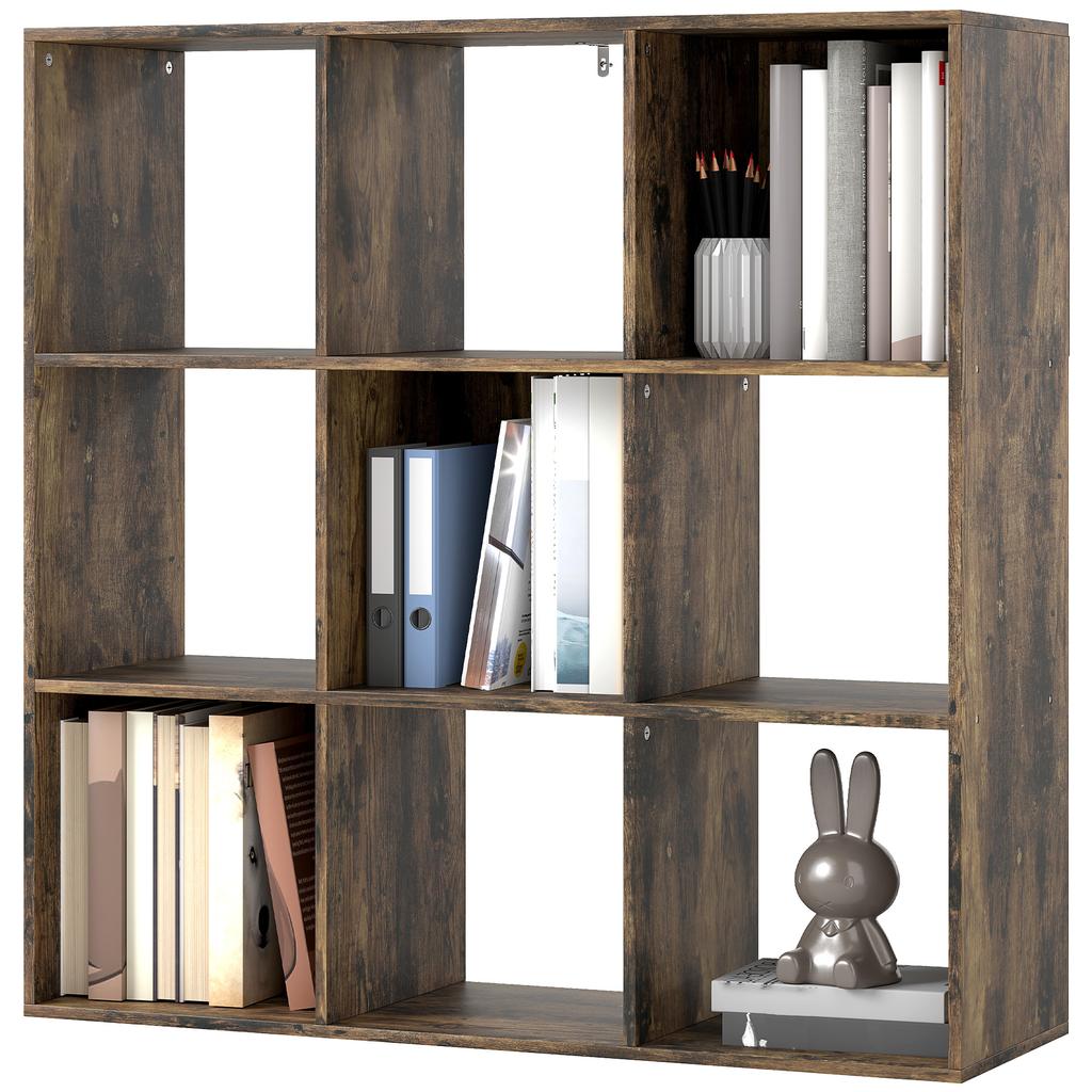 Nine-Cube Storage Shelf - Rustic Brown