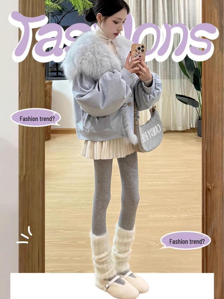 Apricot A-line Woolen Skirt: Safety Shorts, Zipper, Pleated, High-Waisted, Autumn/Winter Thickened Academy Style for Women.