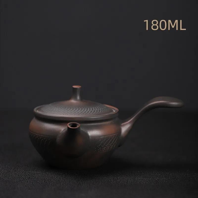 Фиолетовый керамический чайник с боковой ручкой, керамический чайник для кунг-фу, одинарный чайник, устройство для заваривания чая пуэр, чайные наборы, китайский чайник