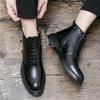 Leather Boots Men Zip Lace-up High Top British Versatile Men Fashion Business Dress Social Boots Mens Platform Casual Men Boots