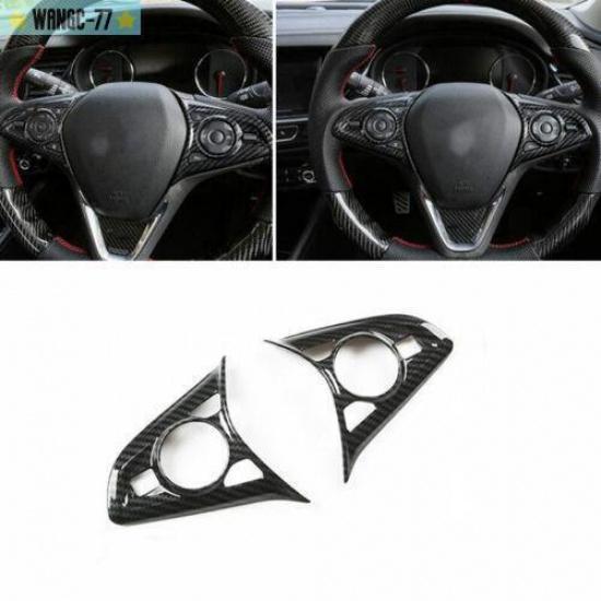Fit For Buick Regal 2017- 2PCS Carbon Fiber Steering Wheel Button Frame Trim