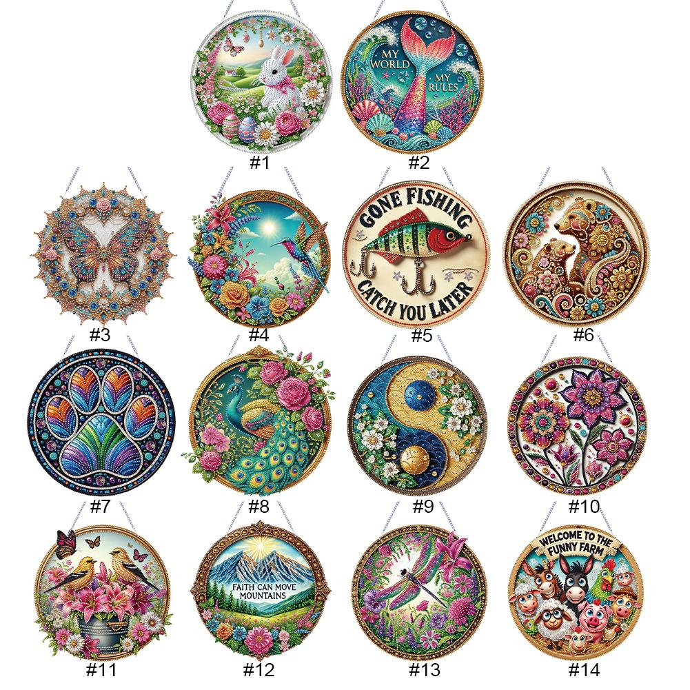 Diamond Painting Home Decor 5D DIY Diamond Painting Dots Pendant Rhinestone Diamond Art Window Pendants for Garden Window Decor