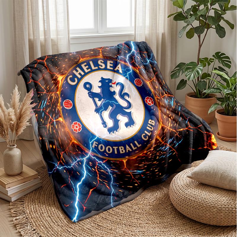 Couverture sur le thème du Chelsea FC Couverture douce en flanelle Couverture jetée en peluche Couverture douillette pour canapé et lit pour la décoration de la maison