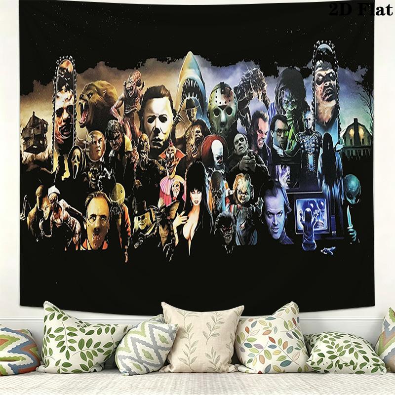 Horror Movies Wall Tapestry Aesthetic Wall Hanging Printed Fabric Blanket Decorative Tapestries for Bedroom Living Room Home Decor