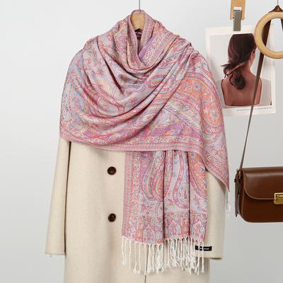 Paisley Embroidery Scarf Tassels Shawl Muslim Women Hijabs Retro Cashew Cotton Wraps Ladies Muffler Foulard Winter Scarves