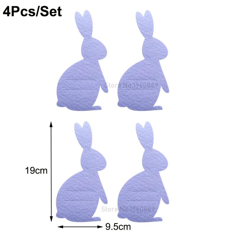 4Pcs Easter Knife Fork Holder Tableware Bag Non-woven Chick Rabbit Cutlery Bag Organizer Easter Bunny Party Supplies Home Decor
