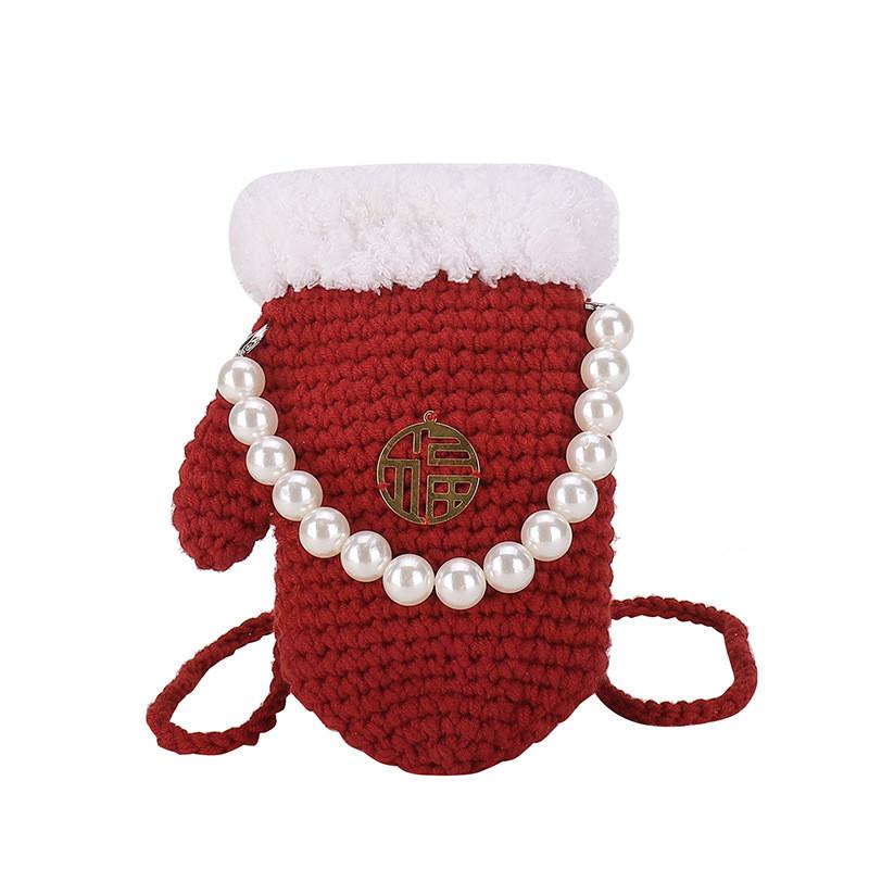 Stylish Baby Yarn Knitted Gloves And Creative Shoulder Bag For Girls And Boys