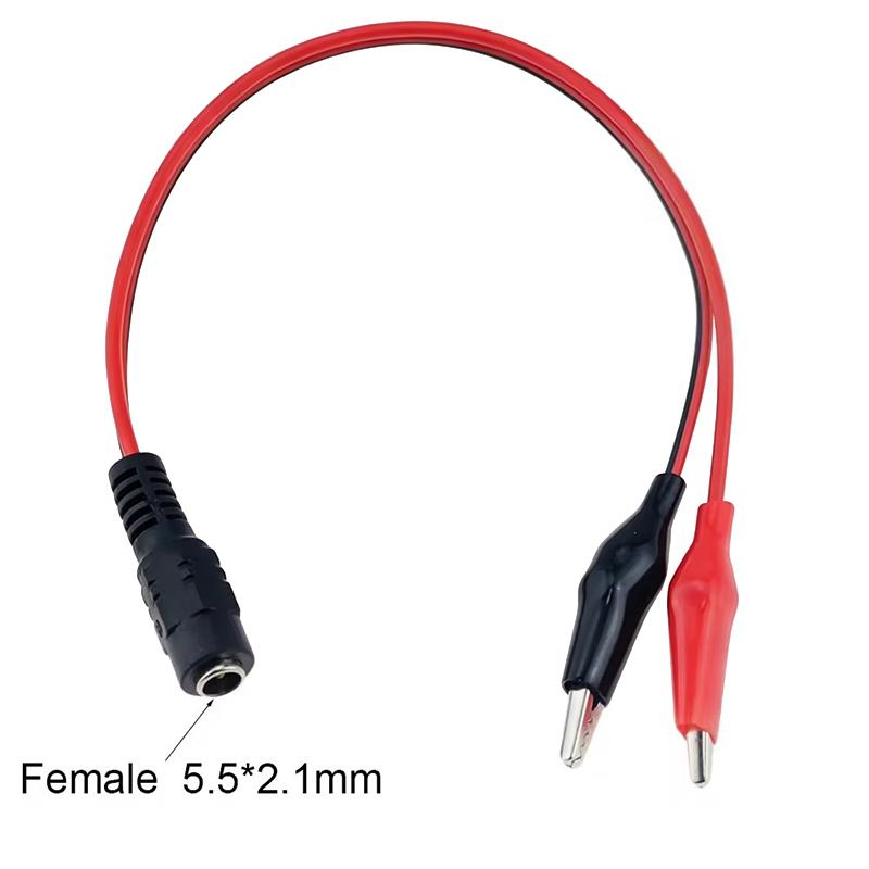 2 Alligator Clip To 1 Male Or Female Dc Power Plug Connector Adapter Dc 5.5*2.1Mm Clips Crocodile Test Leads