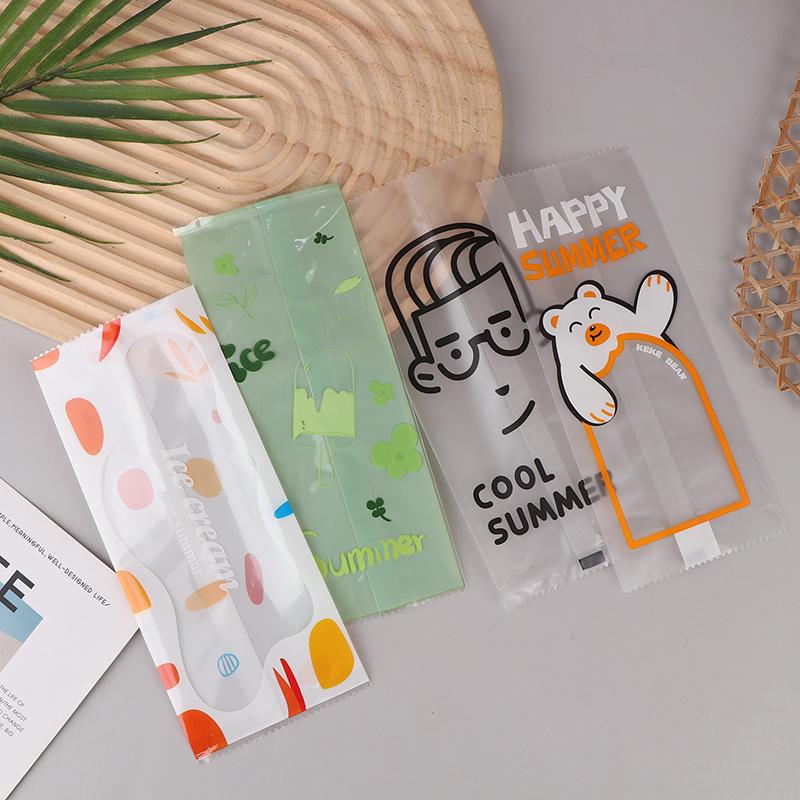 100Pcs Disposable Ice Popsicles Bags Thick Frozen Pops Handmade Ice Cream Plastic Wrappers For Candy Food Grade Packing Bag