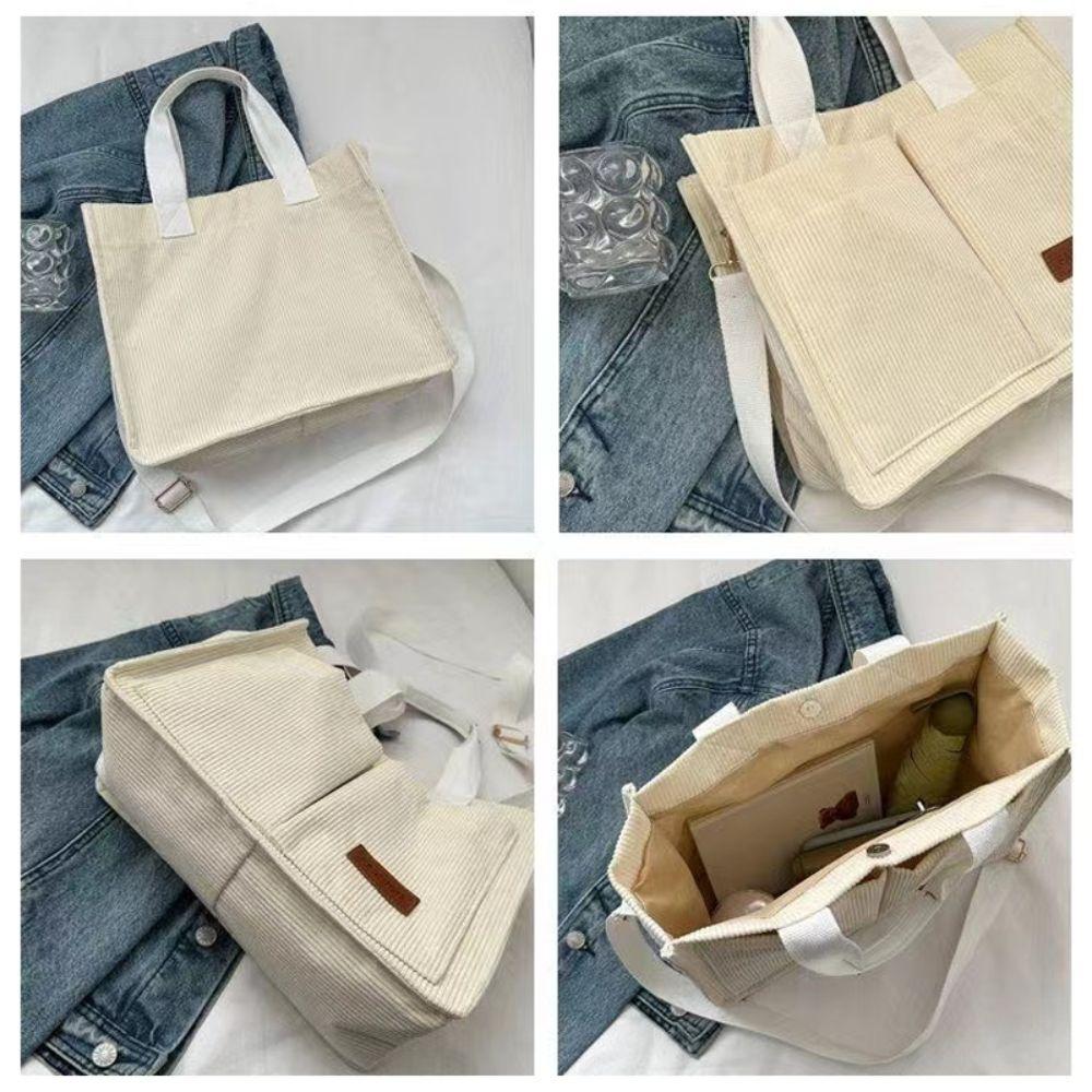 Korean Style Corduroy Tote Bag Simple Cloth Handbag Cute Canvas Shoulder Bag  Women