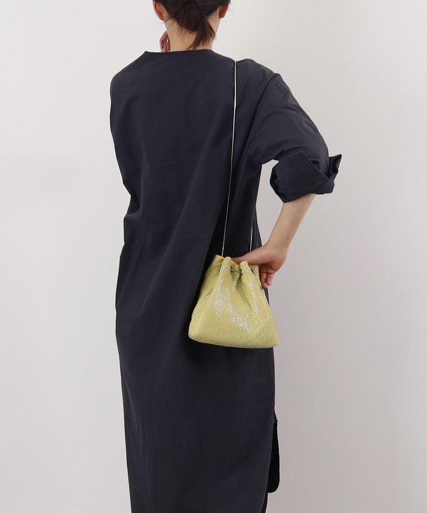 Cuco Metal Mesh Drawstring Tote Bag 2413113005 Yellow (034)