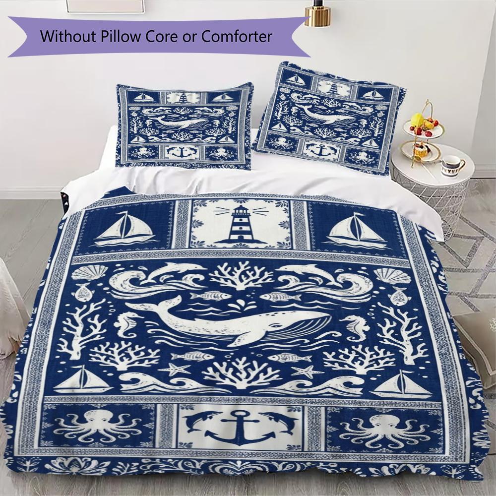

Ocean Pattern Bedding uilt Set uilt Cover Pillowcase Home Decoration Birthday Gift (1 * duvet cover + 2 * pillowcase without core)102 135x200cm