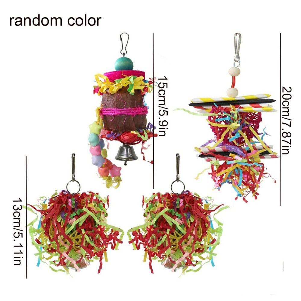 4pcs/set Bite Resistant Bird Cage Hanging Toys Paper Parrot Shredder Toy  Bird Cage