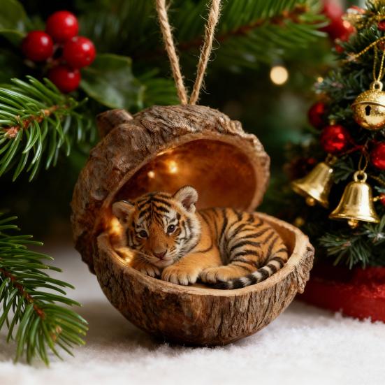 Yousheng Forest Animal Acorn Ornament 2D Acrylic Cozy Forest Christmas Ornament Woodland Creature Hanging Decoration for Xmas Tree Holiday Decor