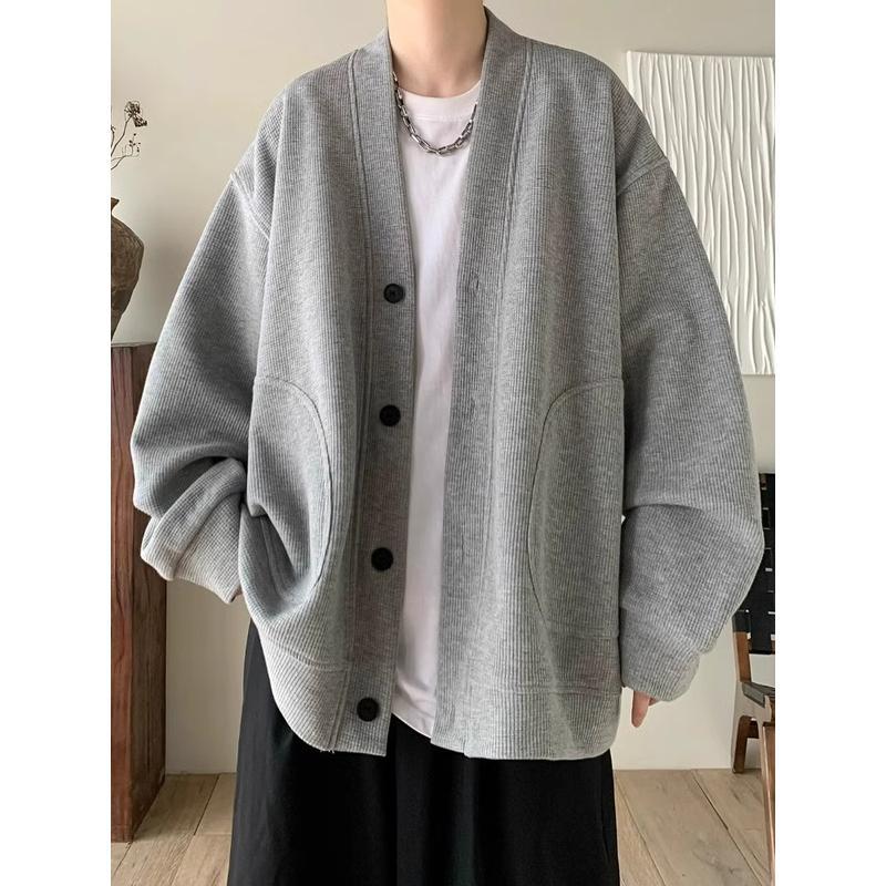 Coat Men's Summer Knitted Cardigan Sweater Premium Loose Large Size Jacket