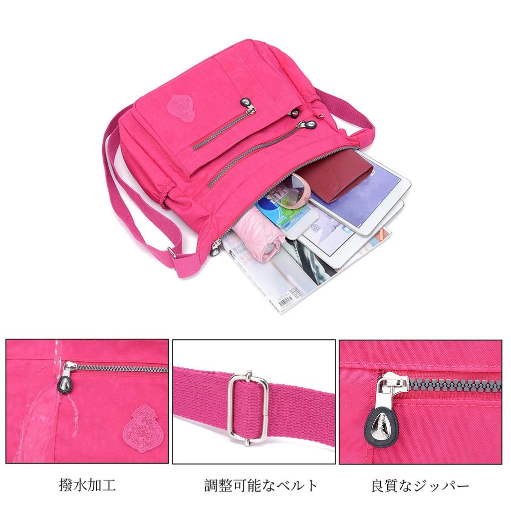 NOTAG Women's Shoulder Bag, Crossbody Bag, Men's Nylon Bag, Waterproof, Multifunctional, with Pockets, Large Capacity, Lightweight, and Organizes