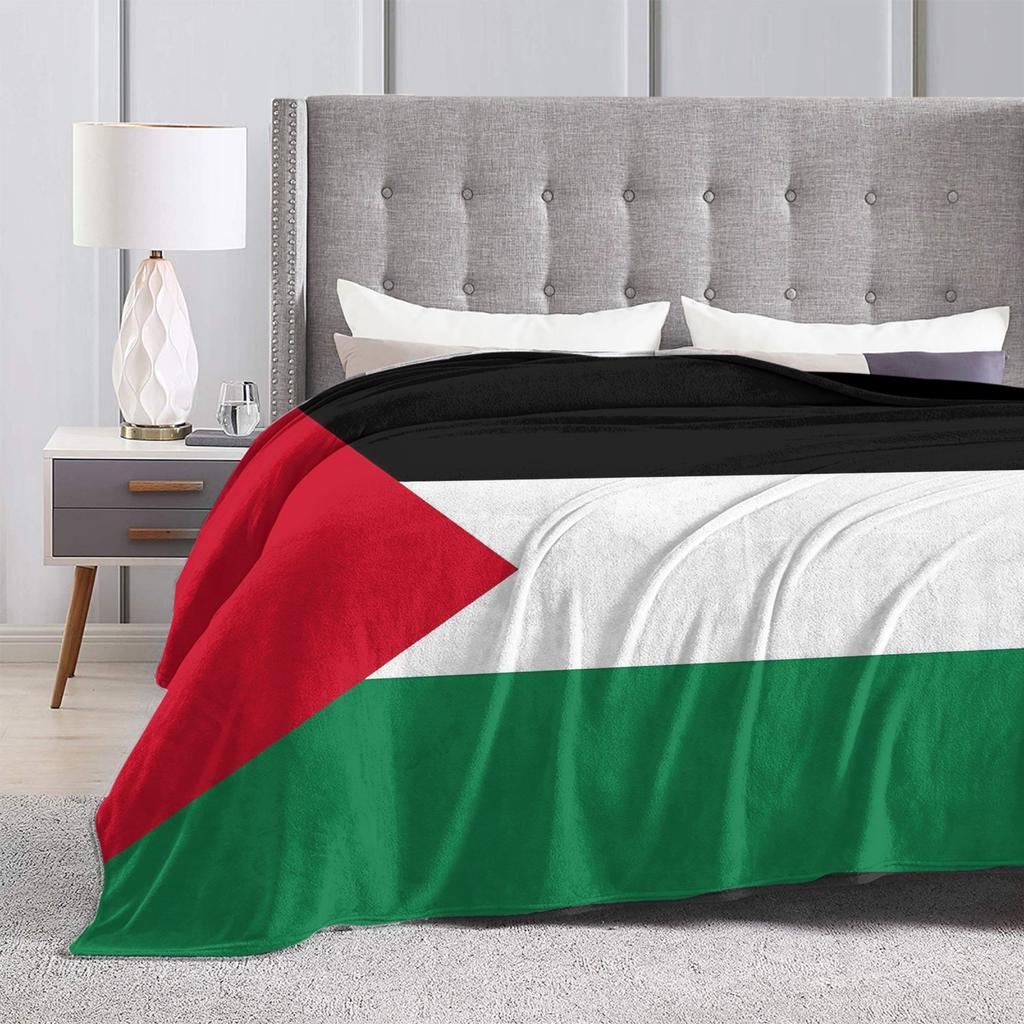 Classic Palestine Black White Keffiyeh Square Print Blanket Flannel Throw Blanket For Couch Chair Sofa Bed Super Warm Bedspread