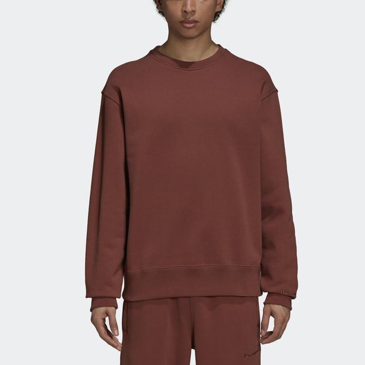 Adidas Originals Trefoil x Pharrell Williams Collab Solid Crewneck Sweatshirt Men Sweatshirt Deep-Earth-Brown H58312