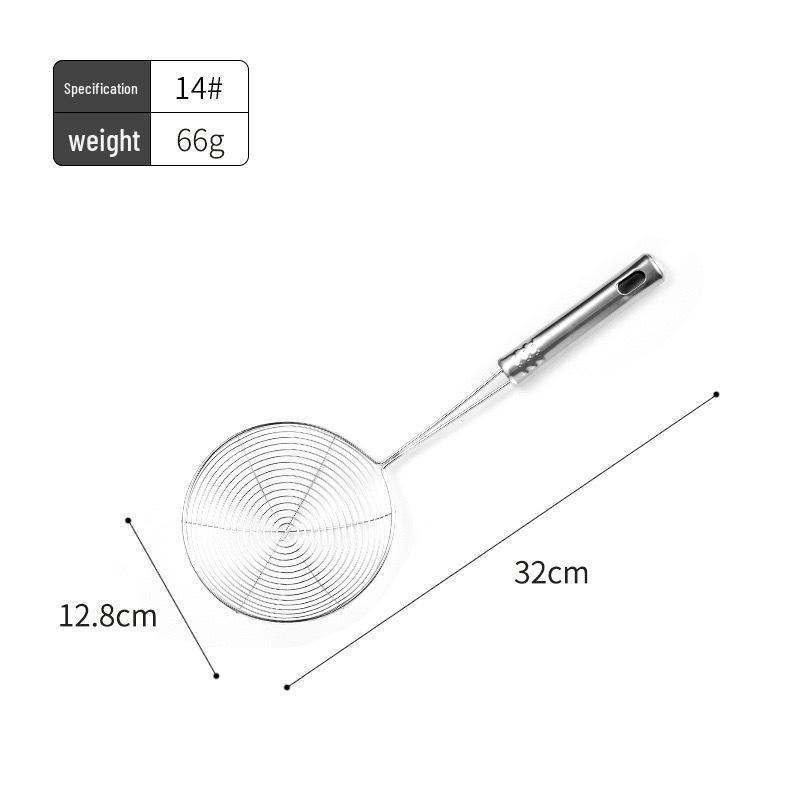 Stainless Steel Non-Magnetic Nine-Bead Handle Wire Skimmer and Ladle for Dumplings, Noodles, and Frying