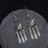 Retro Tibetan silver fringed earrings women's long temperament versatile earrings fashion personality vacation earrings