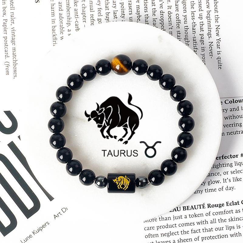 12 Constellations Scorpio Bracelet Natural Stone Tiger Eye Beads Bracelets for Men Women Cancer Virgo Leo Libra Couple Jewelry