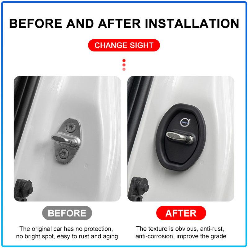 4Pcs Car Door Lock Anti-collision Silicone Cover sticker For Volvo Rdesign XC90 S60 XC60 V70 S80 S40 V50 V40 V60 C30 S70