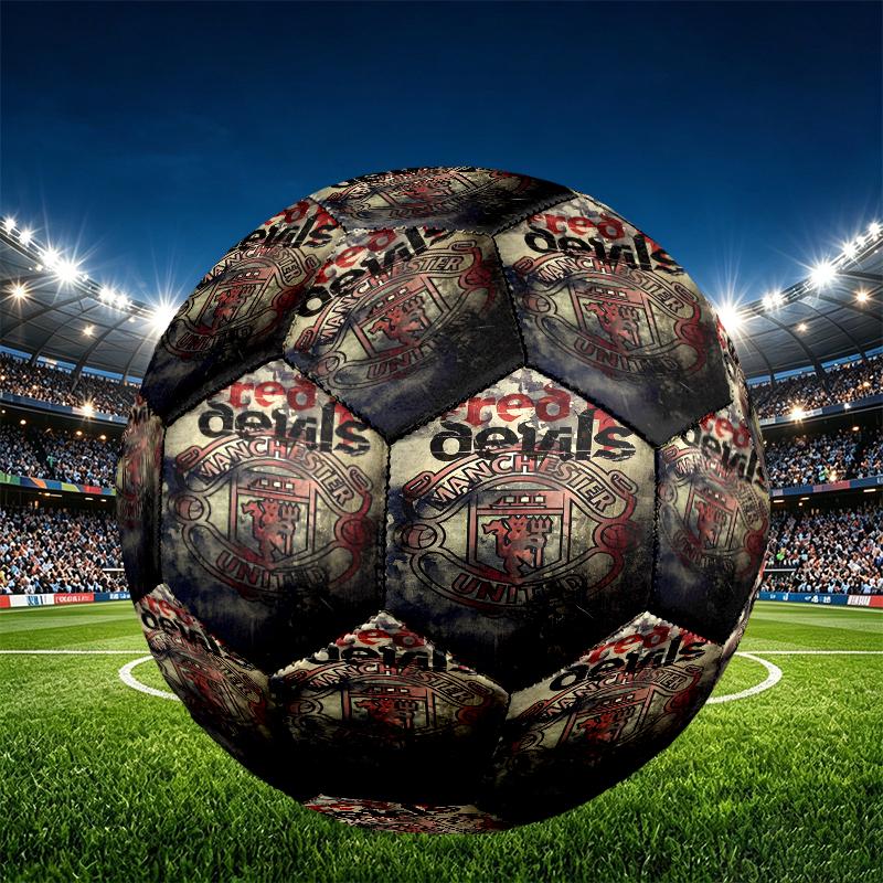 Manchester United F.C Print Size 5 Soccer Ball, PU Wear Resistant Football for Match Training and Daily Practice, Birthday Gift for Soccer Fans