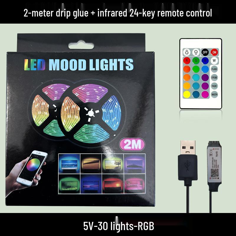 Cross-Border 5V 5050 RGB LED Strip Light Kit, Seven-Color USB Bluetooth TV Backdrop & Ambient Decoration