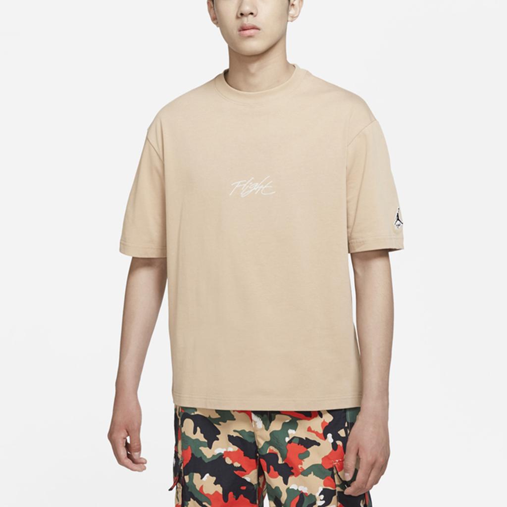 Jordan Flight Essentials Embroidered Logo Sport Crew Neck Short Sleeve T-Shirt Men Tops Apricot DA9890-245