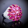 Plated Dragon Fruit Ring with High Carbon Diamond and Red Corundum Vintage Luxury Women Ring